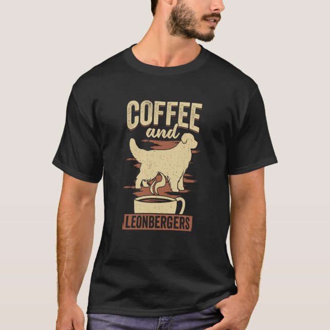 Coffee And Leonbergers Dog T Shirt (Framsida)