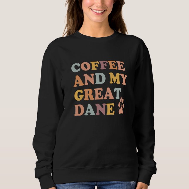 Coffee and My Great Dane Coffee Harlequin Great Da T Shirt (Framsida)