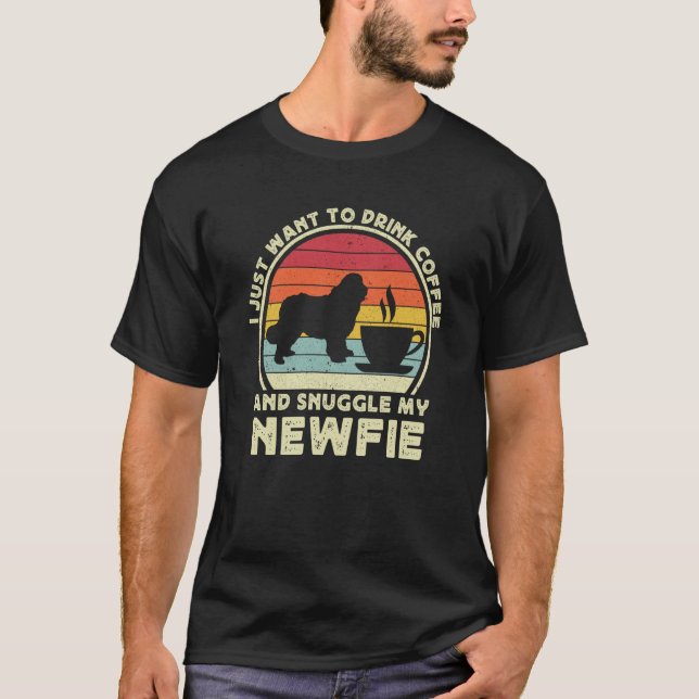 Coffee And Newfie For Men Women Newfoundland Dog D T Shirt (Framsida)