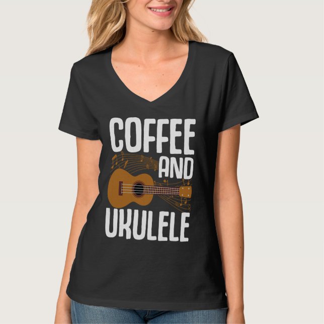 Coffee And Ukulele  Player Music  Musician Graphic T Shirt (Framsida)