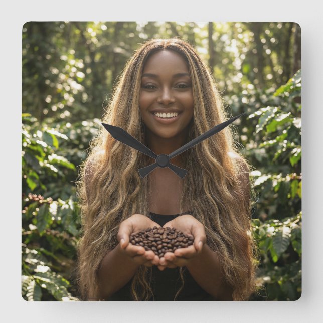 COFFEE - AROMA DELICIOSO FYRKANTIG KLOCKA (Framsida)