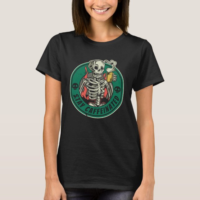 Coffee Artist Skeleton Bean  Cafe Caffeine Barista T Shirt (Framsida)