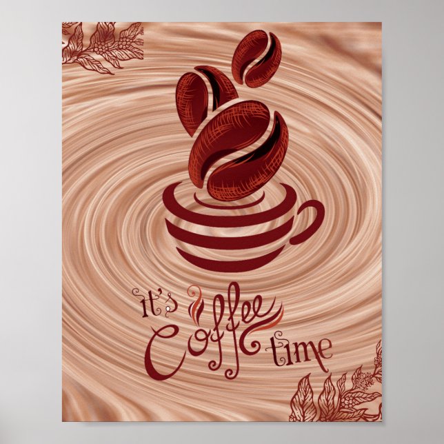 Coffee Artwork Decor Wall-hängande Espresso Digita Poster (Framsidan)