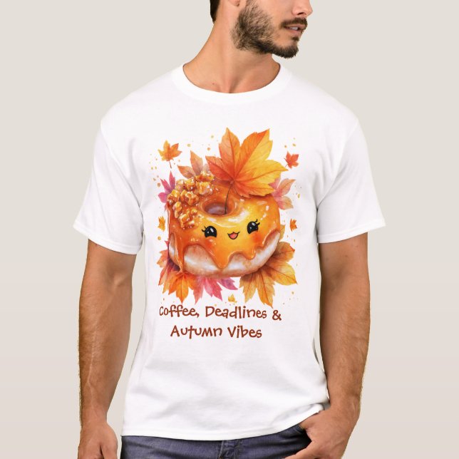 Coffee & Autumn Vibes Donut T-Shirt (Framsida)
