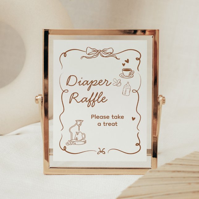 Coffee Baby förbereder dusch blöja lotteri skylt (Coffee Baby is Brewing Baby Shower Sign)