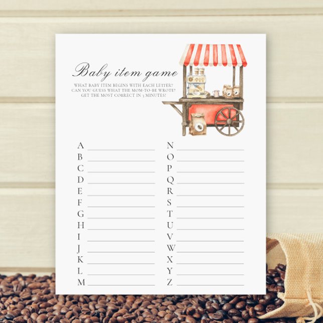 Coffee baby shower Baby Item Game (Skapare uppladdad)