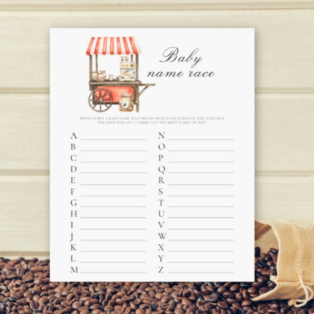 Coffee baby shower - Baby name race game (Skapare uppladdad)