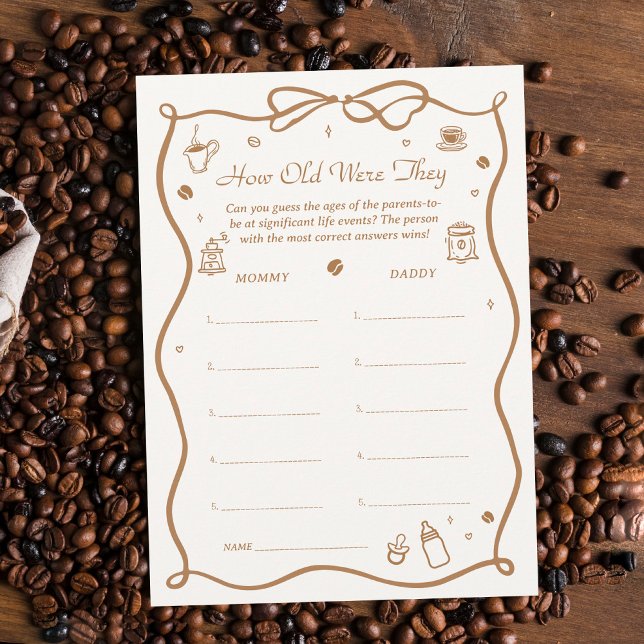 Coffee Baby Shower How Old Were They Game Card Inbjudningar (Skapare uppladdad)