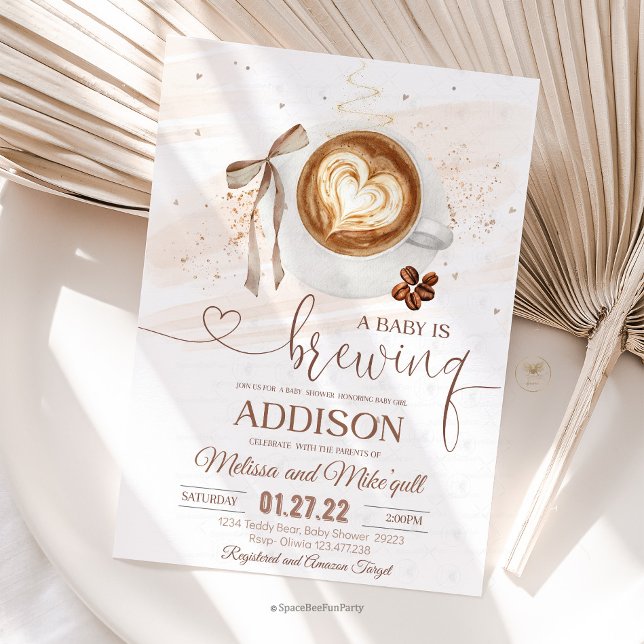 Coffee baby shower Is Brewing  bow Inbjudningar (Coffee baby,is brewing shower,invitation,Coffee baby shower,,coffee,refill theme,baby shower invite,)