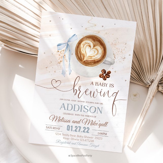Coffee baby shower Is Brewing  bow Inbjudningar (Coffee baby,is brewing shower,invitation,Coffee baby shower,,coffee,refill theme,baby shower invite,)