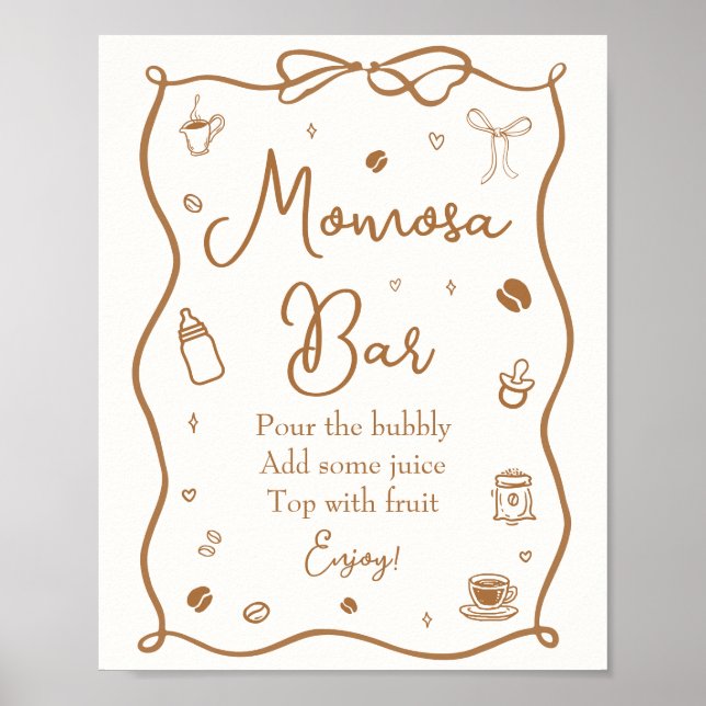 Coffee Baby Shower Momosa Bar Poster (Framsidan)