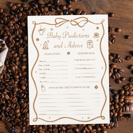 Coffee Baby Shower Predicitons Game Card Inbjudningar