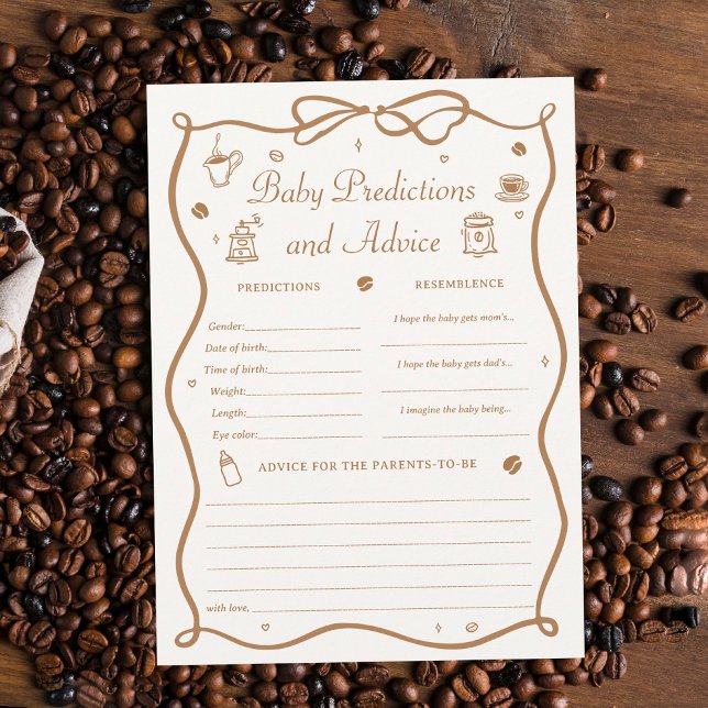 Coffee Baby Shower Predicitons Game Card Inbjudningar (Skapare uppladdad)
