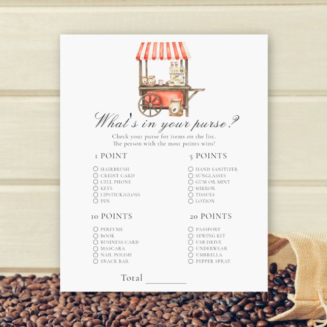 Coffee baby shower - What's in your purse game (Skapare uppladdad)