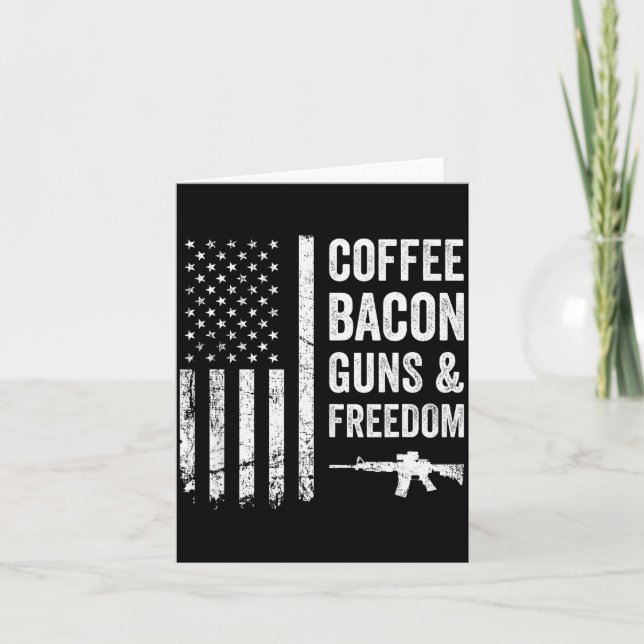 Coffee Bacon Guns &amp; Dom - Bbq Grill Funny Gun  Kort (Framsida)