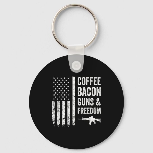 Coffee Bacon Guns &amp; Dom - Bbq Grill Funny Gun  Nyckelring (Framsida)