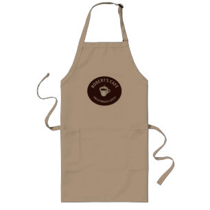 Coffee Barista Cafe Anpassningsbar Khaki Långt Förkläde
