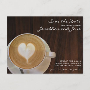Coffee Barrista Cafe Latte Bröllop spara datum Meddelande Vykort