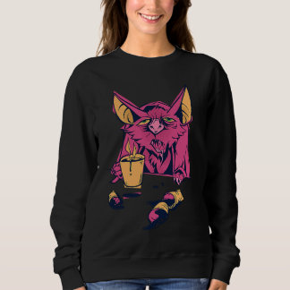 Coffee Bat Drinking Funny Bat Animal Drink Coffee  T Shirt