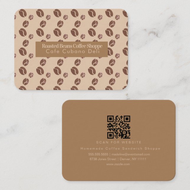 Coffee Bean Brewing Shop Barista Mighty Visitkort (Fram/baksida)