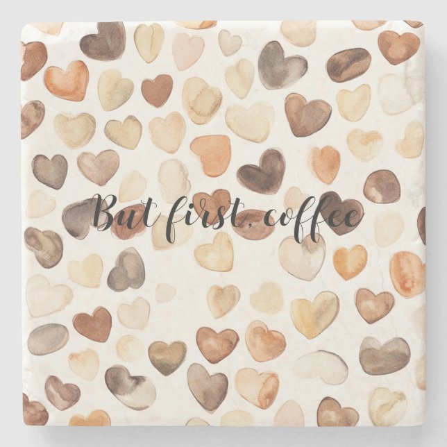 Coffee Bean Hearts Coffee First Stenunderlägg (Framsidan)