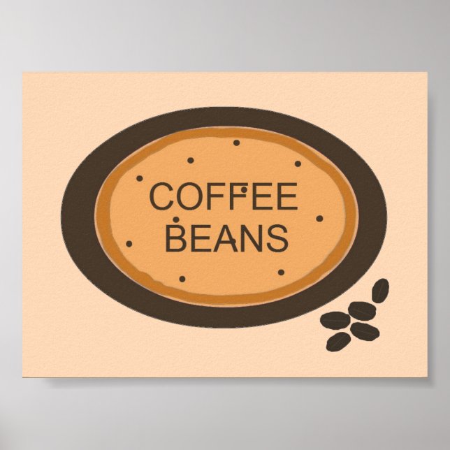 Coffee Bean Sign in Orange och Brown Poster (Framsidan)