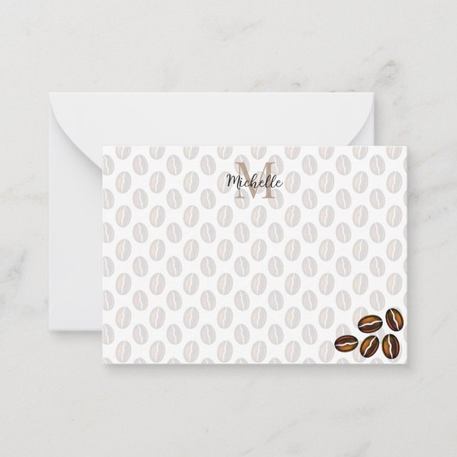Coffee Beans Coffee Lover Monogram Anteckningskort (Framsida)
