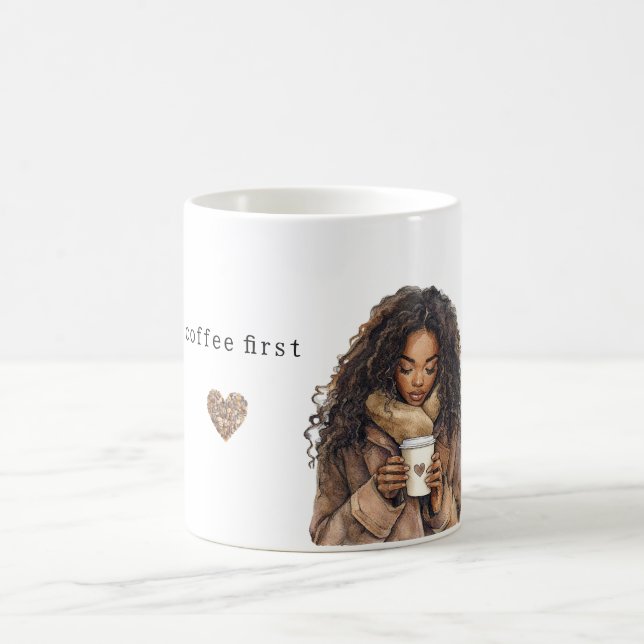Coffee Beans Heart Cream Brown Female Kaffemugg (Center)