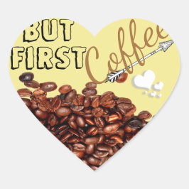 Coffee Beans Sticker Hjärtformat Klistermärke