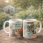 Coffee before gardening morning garden photo kaffemugg<br><div class="desc">Coffee before gardening,  personal morning garden photo mug.
Slow garden moment,  start the day in the garden.
Add your own photo,  name and text to personalize.</div>