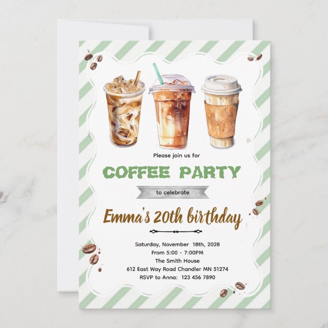 Coffee Birthday Invitation Inbjudningar (Framsida)