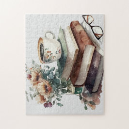 Coffee Boho Blommigt Grönt Brown Watercolor Pussel