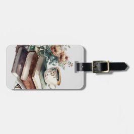 Coffee Boho Blommigt Watercolor Bagagebricka