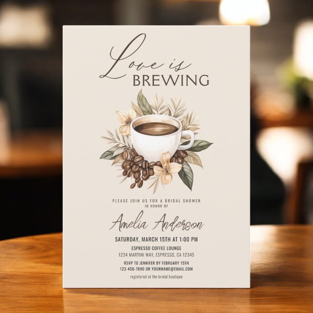 Coffee Boho Kärlek är Brewing Möhippa Inbjudningar (Skapare uppladdad)