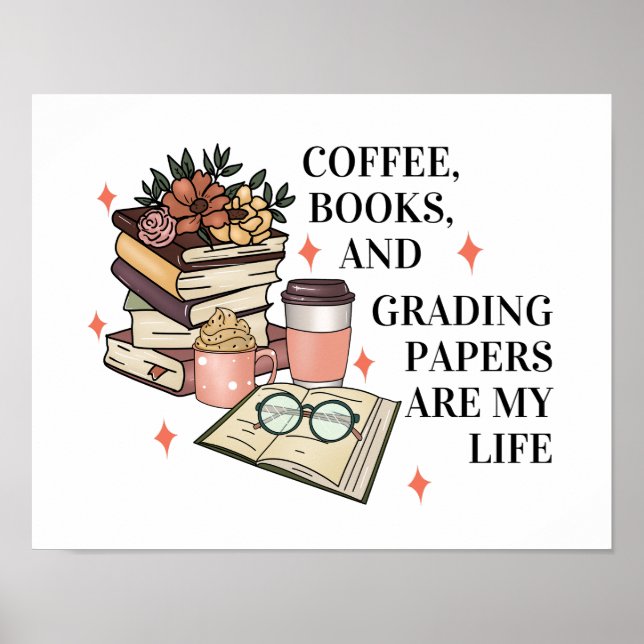 Coffee Bokar Grading  English Teacher Funny Poster (Framsidan)
