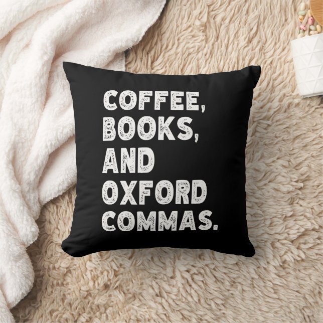 Coffee Bokar och Oxford Commas Coola Lacher Funny Kudde (Filt)
