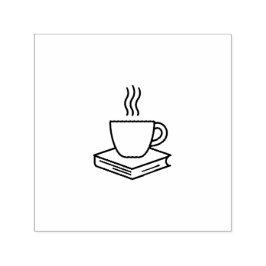 Coffee & Book Library Stamp Självfärgande Stämpel