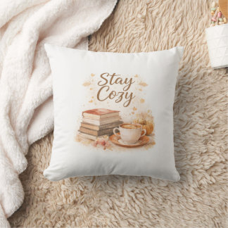 Coffee & Books Aesthetic | Stay Cozy Throw Pillow Kudde