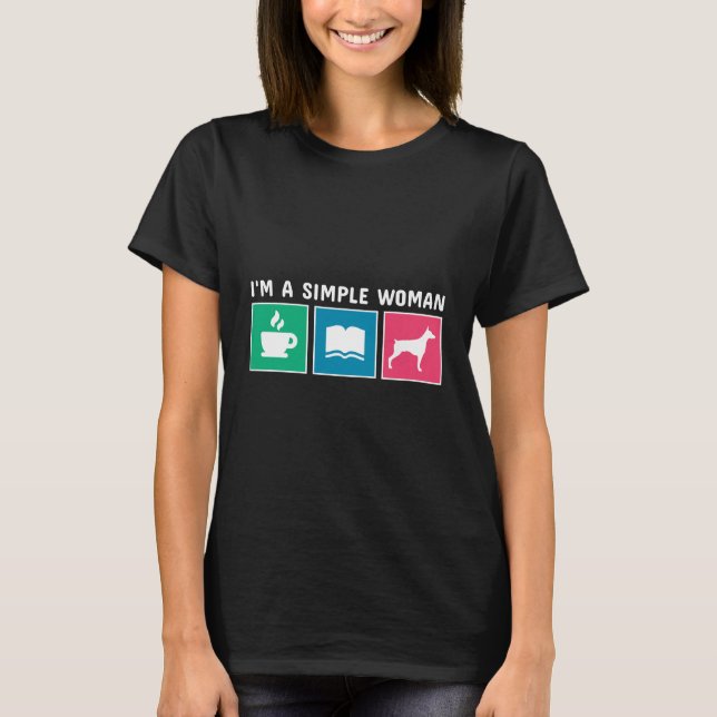 Coffee Books And Doberman T Shirt (Framsida)