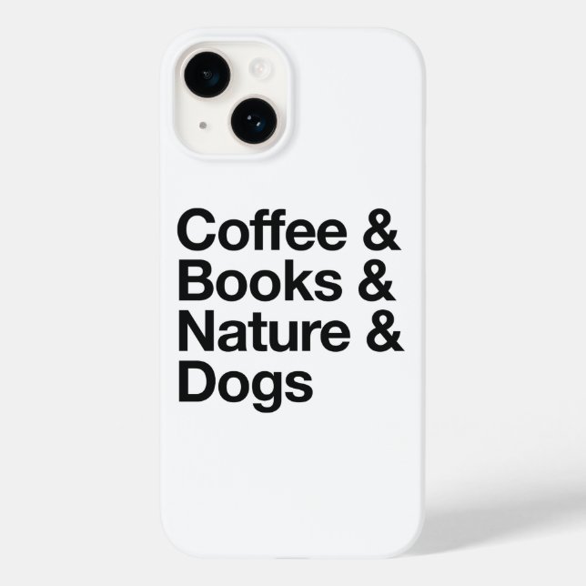 Coffee & Books & Nature & Dogs Phone Case (Black) (Baksida)