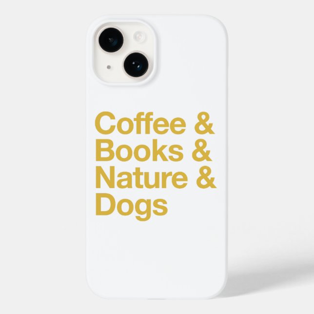 Coffee & Books & Nature & Dogs Phone Case (Yellow) (Baksida)