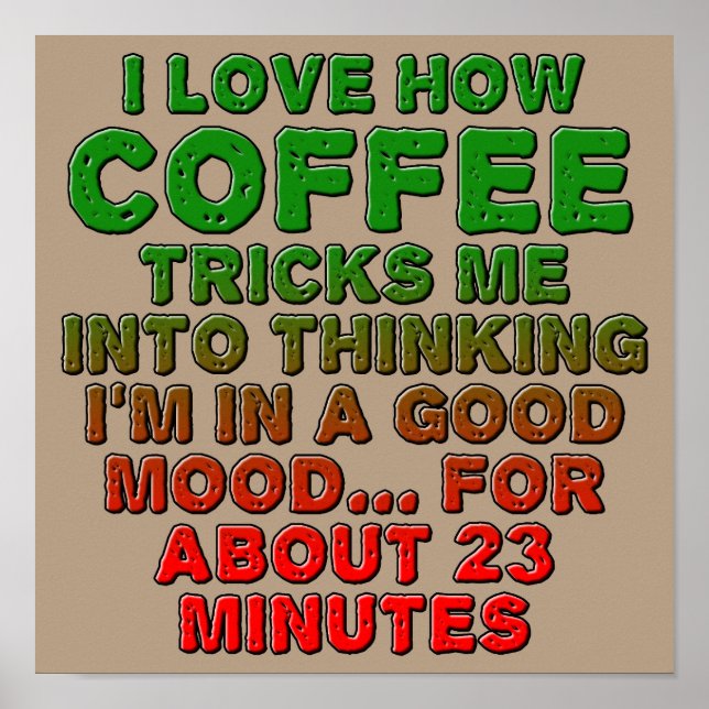 Coffee Bra Mood Trick Funny Poster Sign (Framsidan)