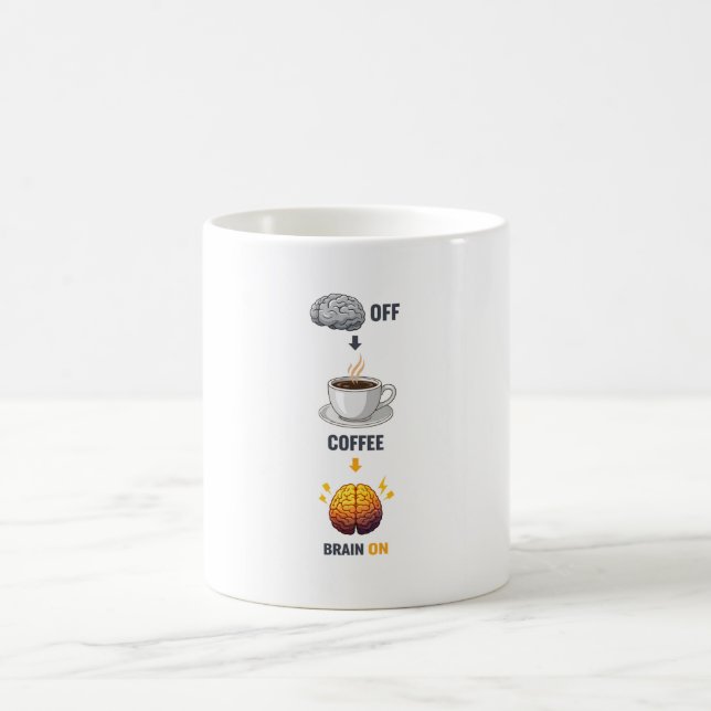 Coffee Brain ON Mugg – Rolig mugg för kaffefanatik (Center)