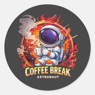 Coffee Break Astronaut Runt Klistermärke