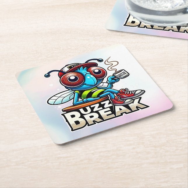 Coffee Break Buzz Underlägg Papper Kvadrat (Vinklad)