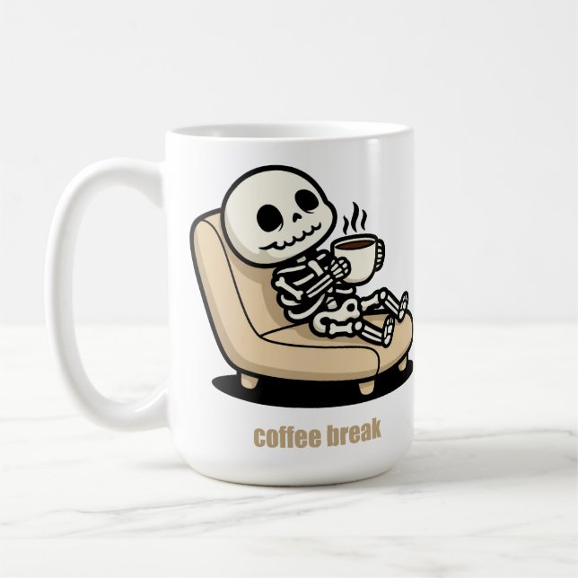 Coffee Break – Grim Reaper Dark Humor Coffee  Kaffemugg (Vänster)