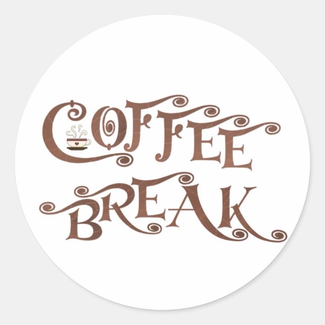 Coffee Break Runt Klistermärke (Framsida)
