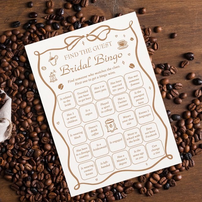 Coffee Bridal Shower Find the Guest Bingo Game  Inbjudningar (Skapare uppladdad)
