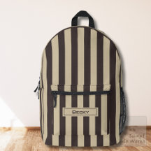 Coffee Brown and Sand Stripes and Name