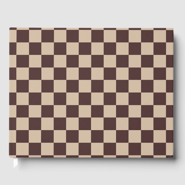 Coffee Brown Checkerboard Gästböcker (Framsida)